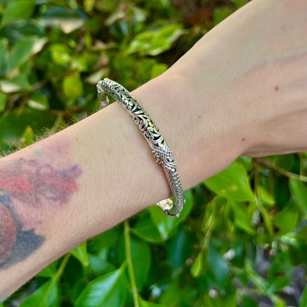 SARDA Sterling Silver 🩶 Filigree Bangle Bracelet - Picture 3 of 17